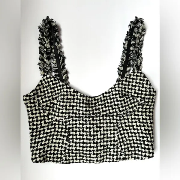 Zara |‎ Monochrome Houndstooth Tank Top | women’s Sz XS - Image 7