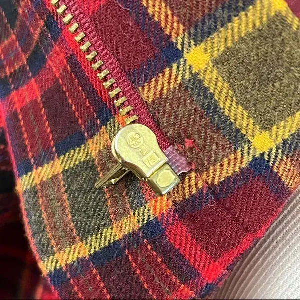 Burberry Red Tartan Plaid Crop Zip Wool Jacket 6 - Image 10