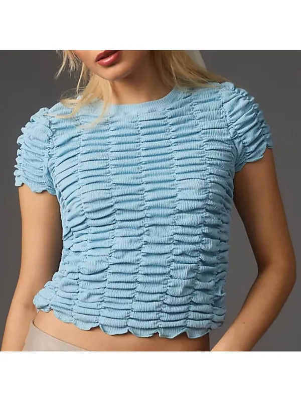 NWT Anthropologie Ruched Baby Doll Top Blue Size XL - Image 2