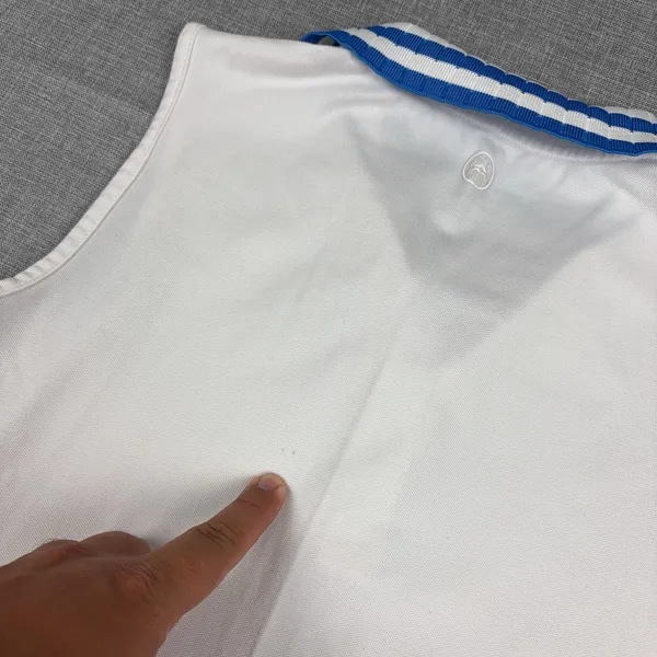 Tory Sport Polo Shirt Womens Medium White Sleeveless Striped Collar Athletic - Image 11