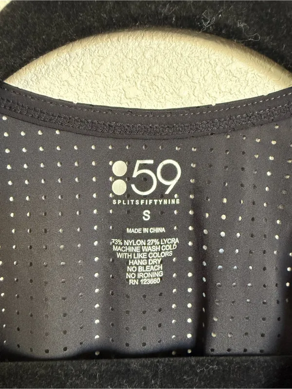 Splits59 Black Perforated Mesh Racerback Tank Top Size S Athleisure Gym Workout - Image 5