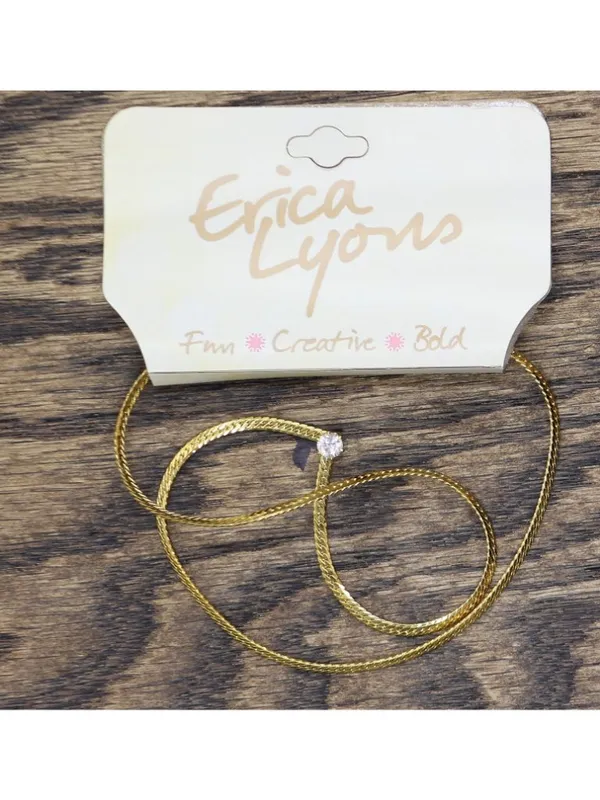 NWT Erica Lyons Necklace with Stone Accent, Spring Ring Clasp Gold Yellow 17.5" - Image 2
