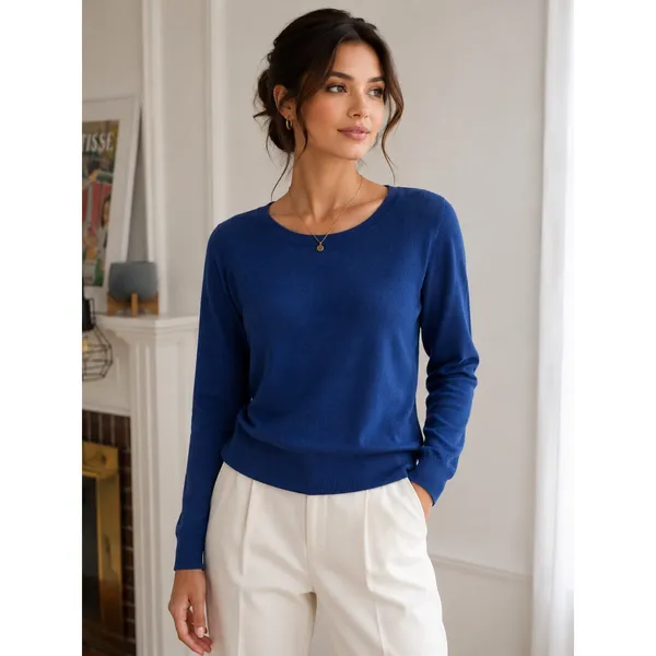 Banana Republic Forever Sweater XS Blue Merino Blend Crew Neck Lightweight Knit - Image 2
