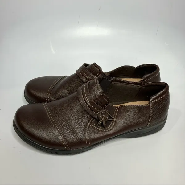 Clarks Cheyn Madi brown leather‎ slip on shoes size 10 - Image 2