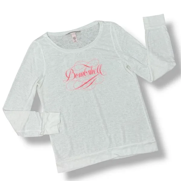 Victoria’s Secret Bombshell Burnout Slub Knit Long Sleeve Tee Shirt White‎ Small - Image 14