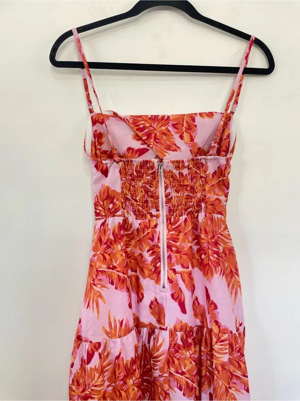 HELLO MOLLY Annita Maxi Dress Pink Orange Tropical Cutout Open Back | Small - Image 6