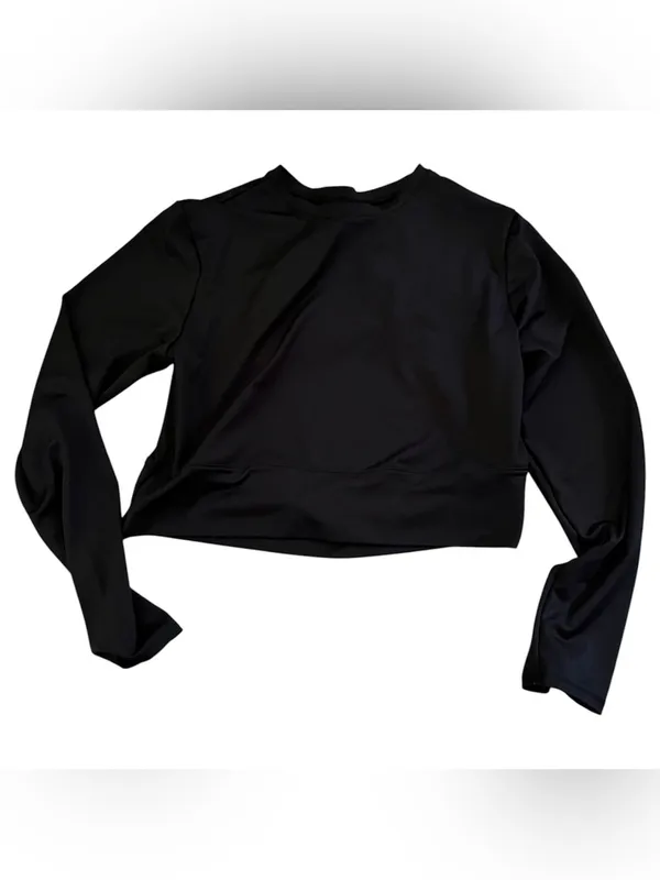 Tek Gear Ruffle Cut Out Black Workout Top Yoga - Image 3