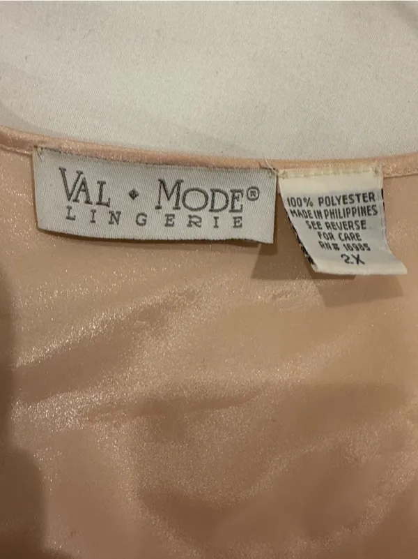 Vintage Val Mode Lingerie Pink Satin Embroidered Kimono Robe - Plus Size 2X - Image 3