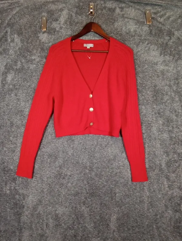 J. Crew Supersoft Cropped Knit Sweater Crest Buttons Merino Wool Blend Womens S - Image 2