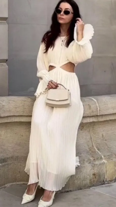 ZARA Maxi Cream white Dress - Image 6