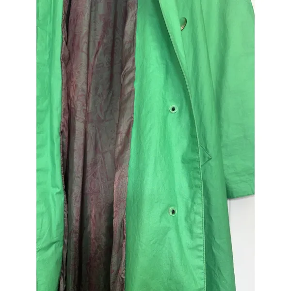 Vtg 90s Jones New York Kelly Green Trench Balmacaan Coat L/XL FLAWs Minimalist - Image 12