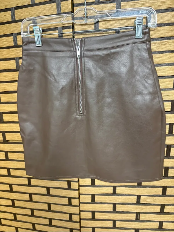Nasty Gal Brown Faux Leather Mini Skirt Size 0 - Image 2
