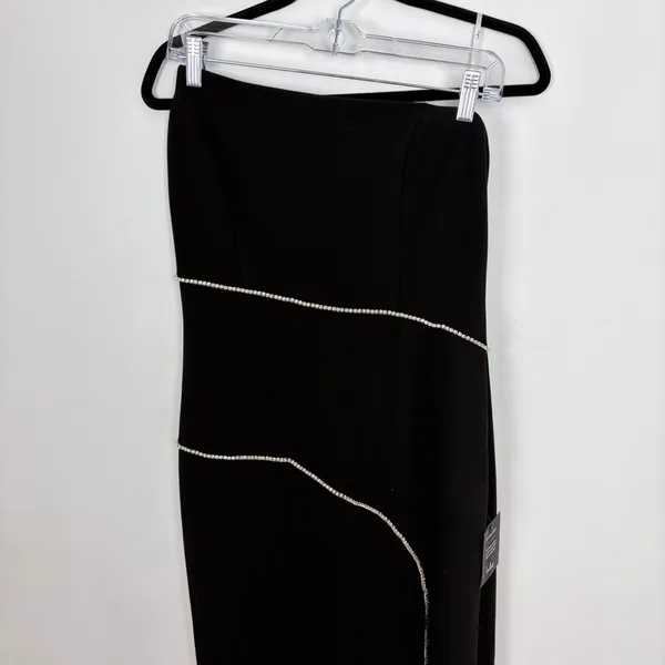 Lulus Elevated Sparkle Black Rhinestone Maxi Dress Wedding Guest Formal Large - Image 4