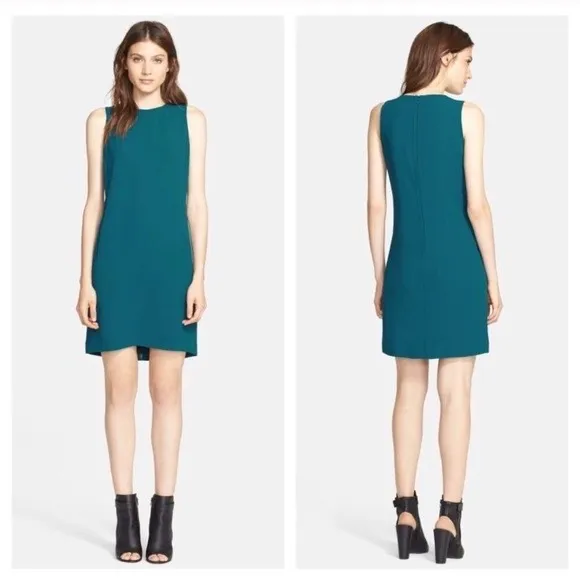 Vince Womens Teal Blue Sleeveless Shift Mini Dress Size 2‎ V1588-90389 - Image 2