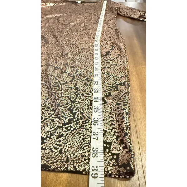 LuLaRoe Debbie Elegant Dress L Black Copper Metallic Cocktail Sheath NWT - Image 14