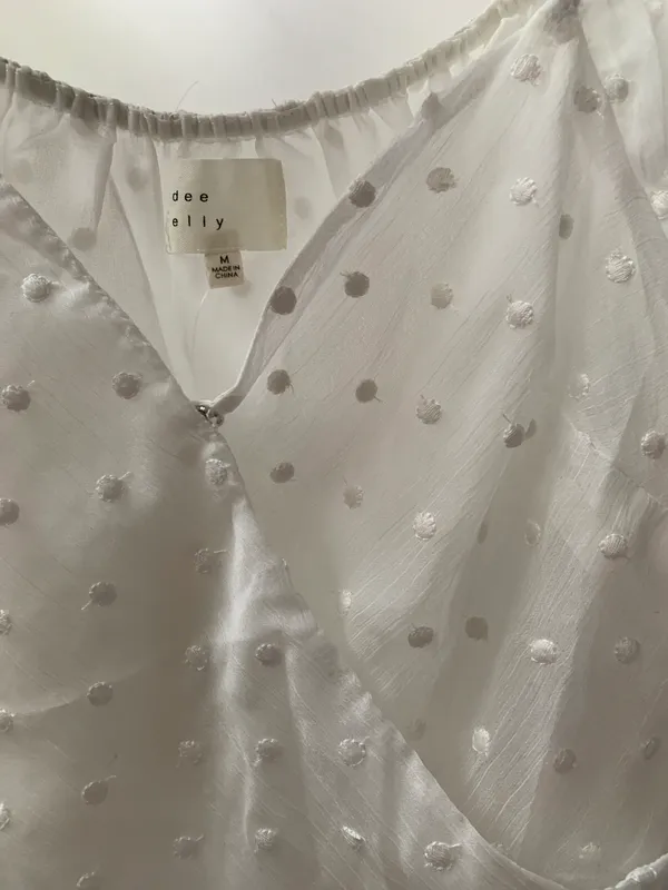 Francesca's Polka Dot White Crop Blouse - Image 2