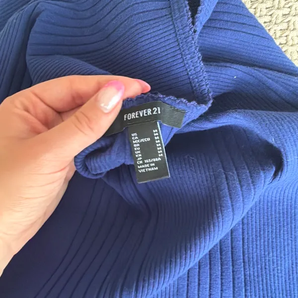 Forever 21 Blue Halter Ribbed Mini Dress w Bow Detail - Image 3