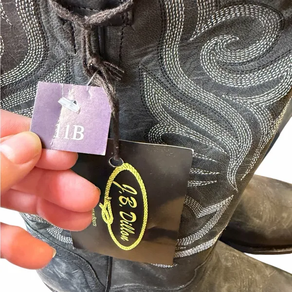 🤠✨ J.B. Dillon‎ Black Leather Western Cowgirl Boots Women’s 11B ✨🤠 - Image 3