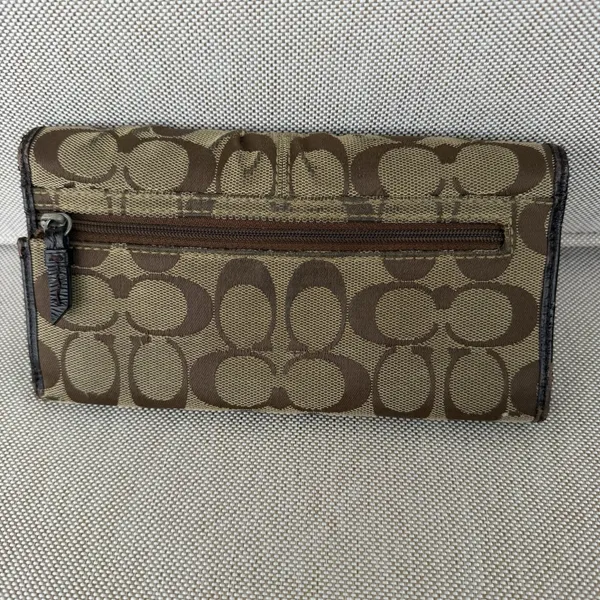Coach Ashley Signature Jacquard Trifold‎ Wallet W/Checkbook Insert Y2K Vintage - Image 7