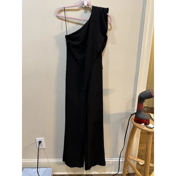 ADRIANNA PAPELL One-Shoulder Jumpsuit In‎ Black Womens Size 6 NWT $199 Cocktail - Image 5