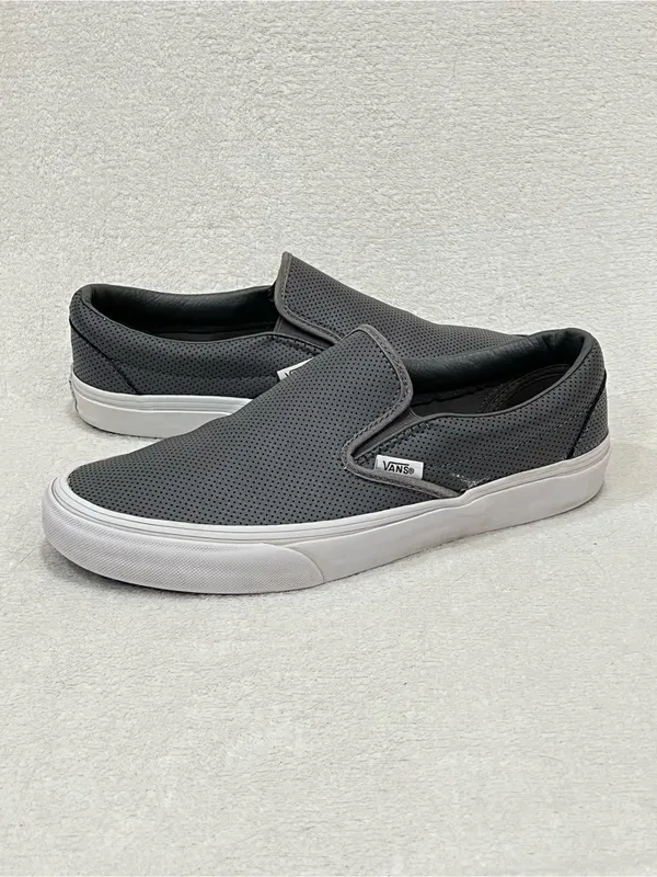 Vans Classic Grey Perf Leather Slip-On in Smoked Pearl Unisex Women’s Size 9.5 - Image 6