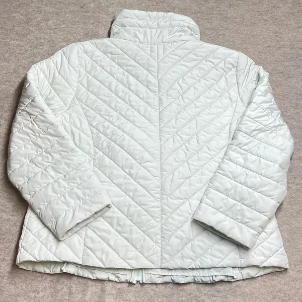 T‎ by Talbots Packable Puffer Jacket XL Mint Green Chevron Quilted Zip Up EUC - Image 3