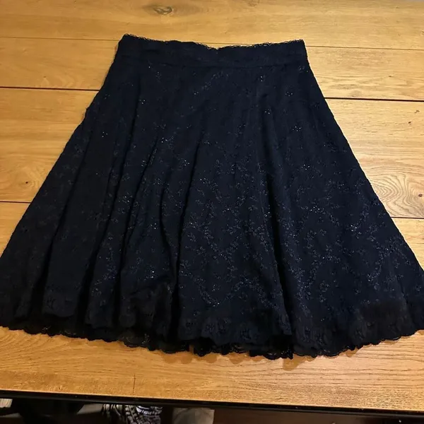 Cabi vintage black lace eyelet skirt flared large style 315 - Image 8