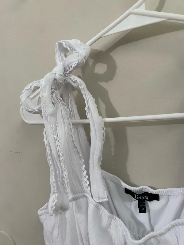 Trixxi White Tie-Shoulder Smocked Maxi Dress - Image 6