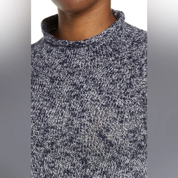 LL Bean Blue Cotton Ragg Funnelneck Pullover Tunic Sweater Size XL‎ - Image 2