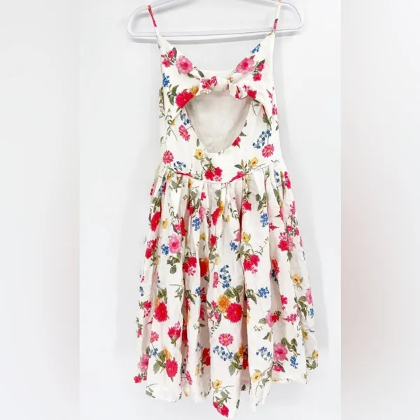 Gal Meets Glam Cassie Floral Linen Bow Back Tie Swing Dress Summer Sundress 2 - Image 6