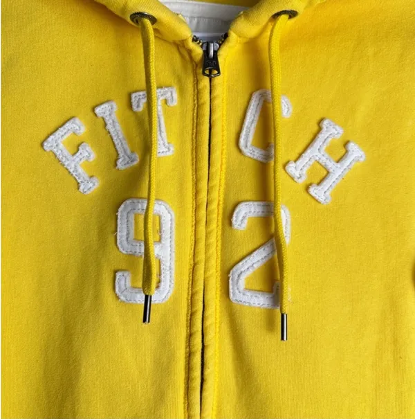 Abercrombie & Fitch Vintage Y2K Yellow Logo Full Zip-Up Hoodie - Image 2