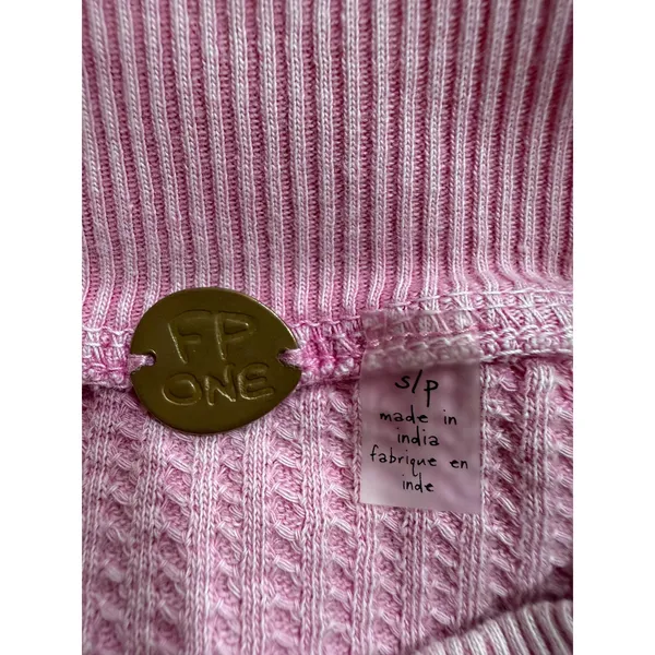 FP One Pink‎ Waffle Knit Long Sleeve Top with Side Ties Size S - Image 7