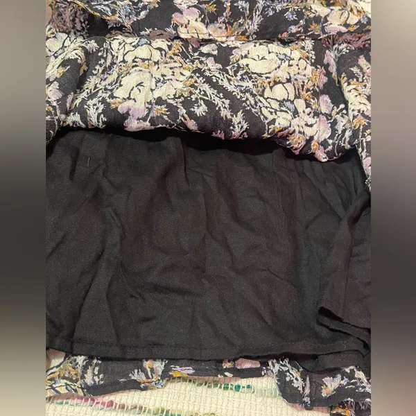 Free People Washed Ashore Black Floral Criss Cross Back Mini Dress Whimsigoth - Image 11