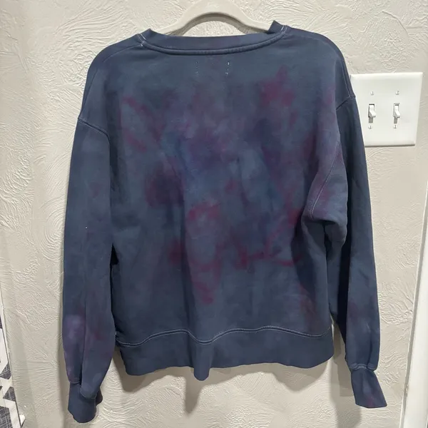 TNA Aritzia Tie Dye COZY Fleece Boyfriend CREW Sweatshirt Size 2 - Image 5