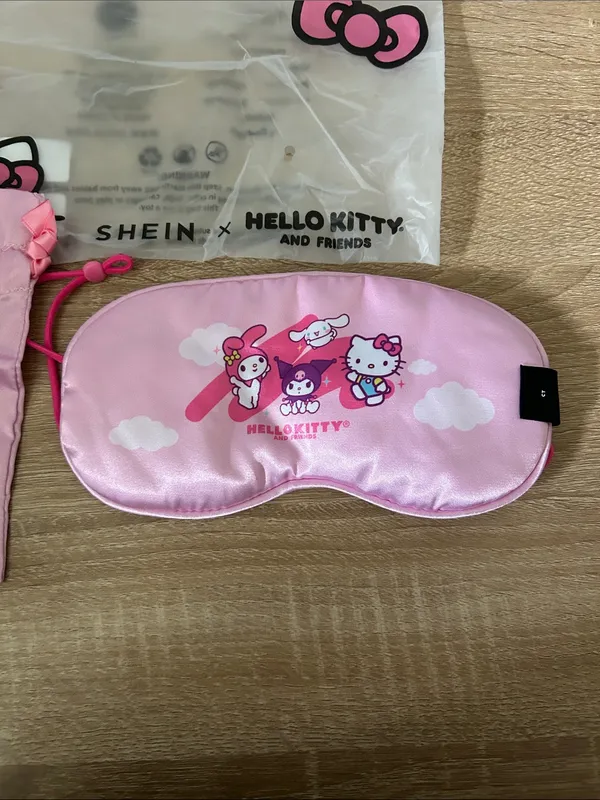 Hello Kitty Pink Satin Sleep Mask with Matching Pink Drawstring Pouch - Image 3