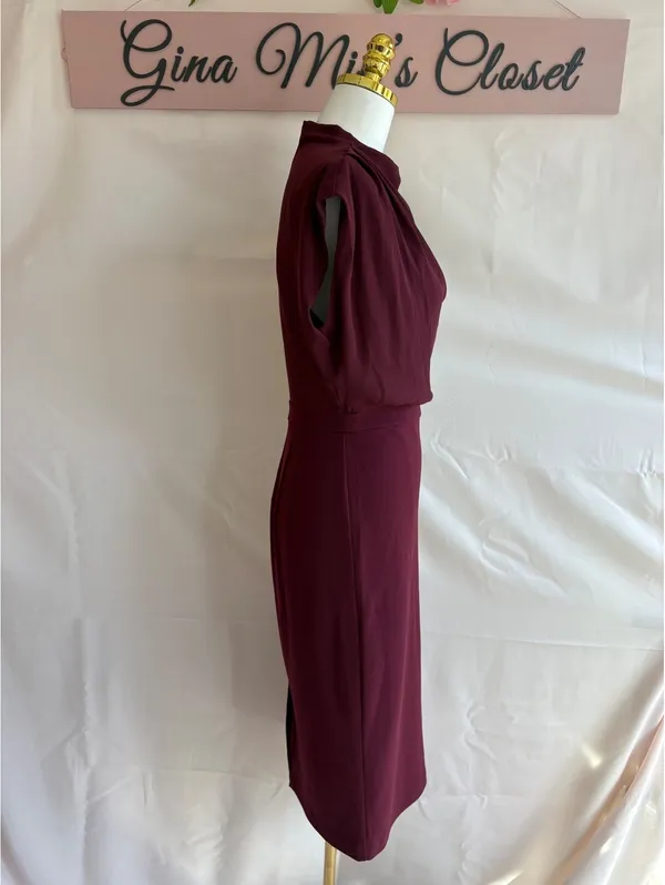 Express Women's Burgundy Sleeveless Midi Dress Size S with Multi-Strand Beaded 3 - Image 4