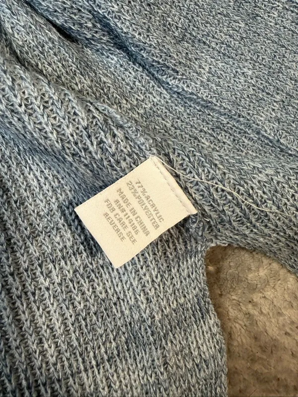 Linda Matthews Open Front Knit Cardigan Light Blue Large NWT Longline Pockets - Image 3