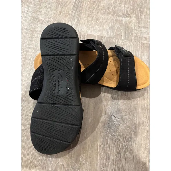Clarks Collection‎ Sandals Slides Comfort Adjustable Black Straps 9.5 - Image 4