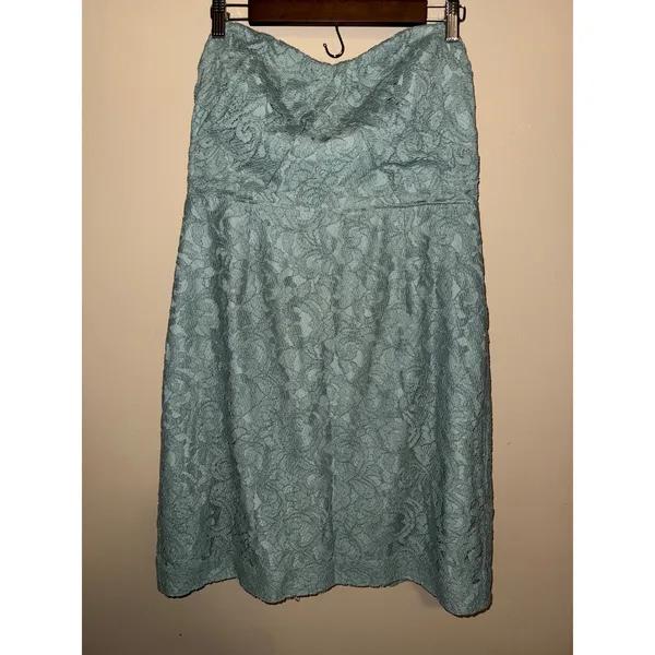 J.Crew Women Strapless Floral Lace Dress Sage 14 Sweetheart coquette party‎ Soft - Image 2