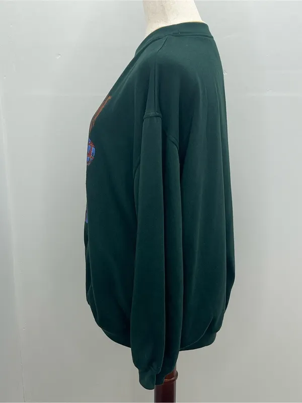Vintage 90s Basic Editions Teddy Bear Graphic Green Womens Sweatshirt Large - Image 3