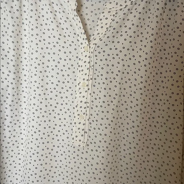 LOFT Beige Blouse with Black Dots - Image 2