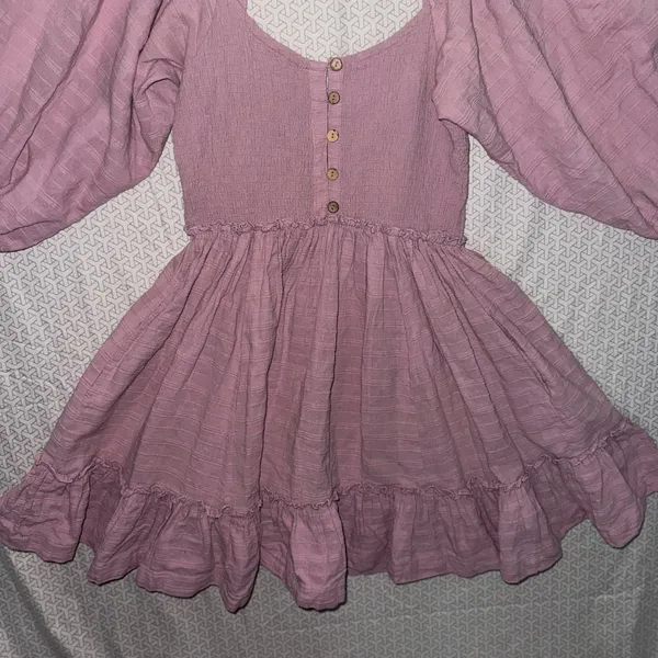 Free People Violet Smocked Square Neck Puff Sleeve Mini Dress‎ Size S - Image 6