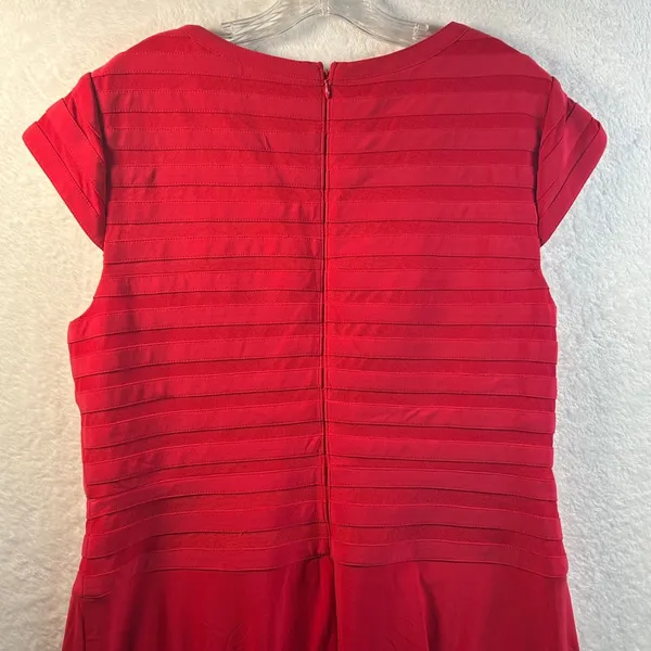 Adrianna Papell Red Mesh Panel V-Neck Cap Sleeve‎ Cocktail Dress Size 16 NEW - Image 7