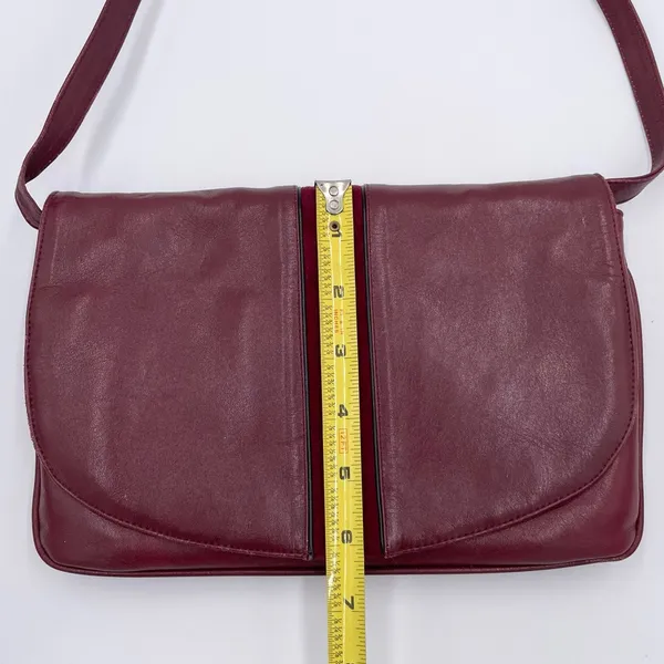 Vintage 60s 70s Stanley Blacker Designer Shoulder Bag Purse Burgundy Red Leather - Image 12