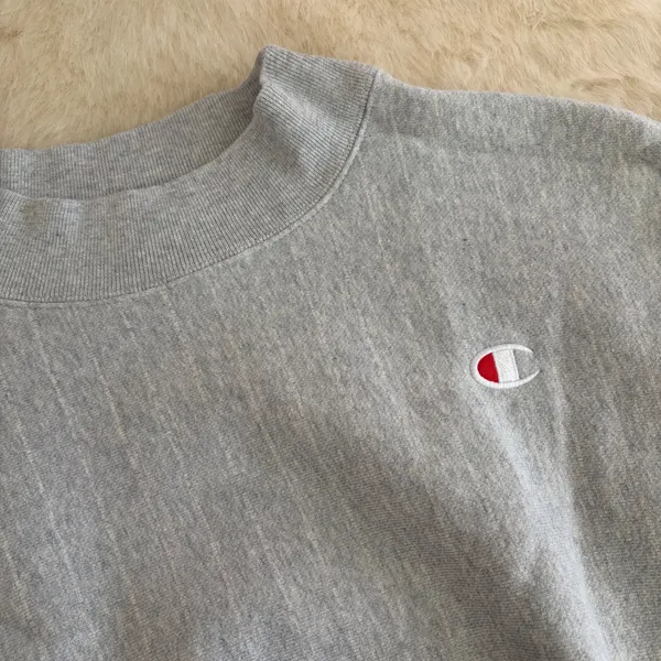 Champion Reverse Weave Mock Neck Cropped Sweatshirt Gray Women Small - Image 2