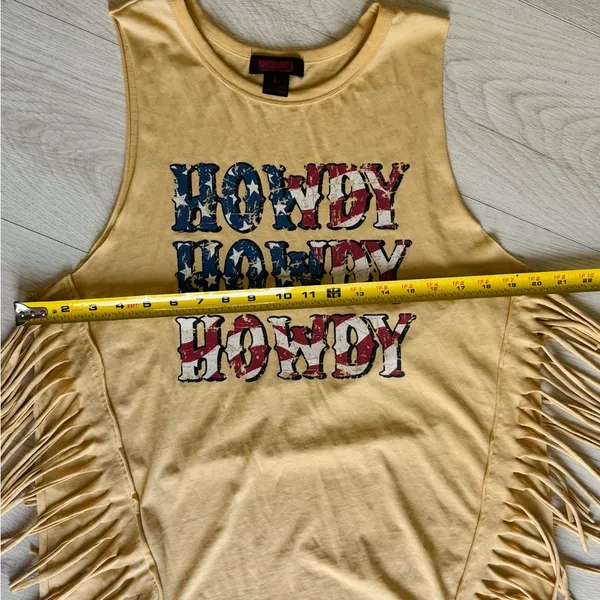 Rock and Roll Denim Women's Howdy Fringe Graphic Tank Size L - Image 7