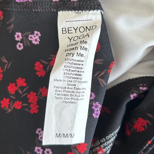 Beyond Yoga Women Leggings M Black Floral High Rise Stretch Yoga Athleisure‎ - Image 6