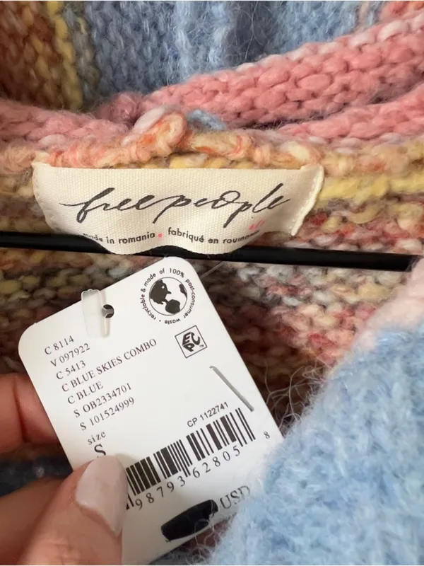 NWT Free People Rosetta Knit Wool Hooded Sweater Vest in Stripes - Image 7