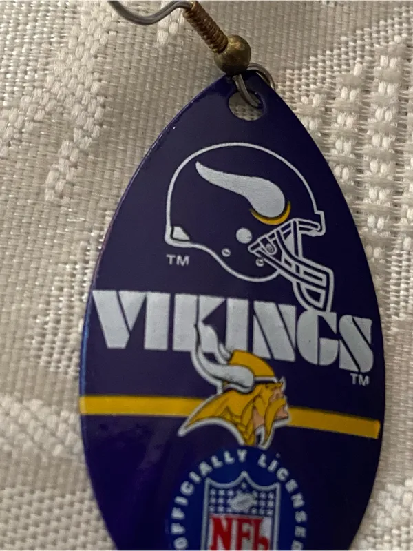 Minnesota Vikings Logo Oval Dangle Earrings 1.5”H NFL Football Purple Yellow New - Image 3