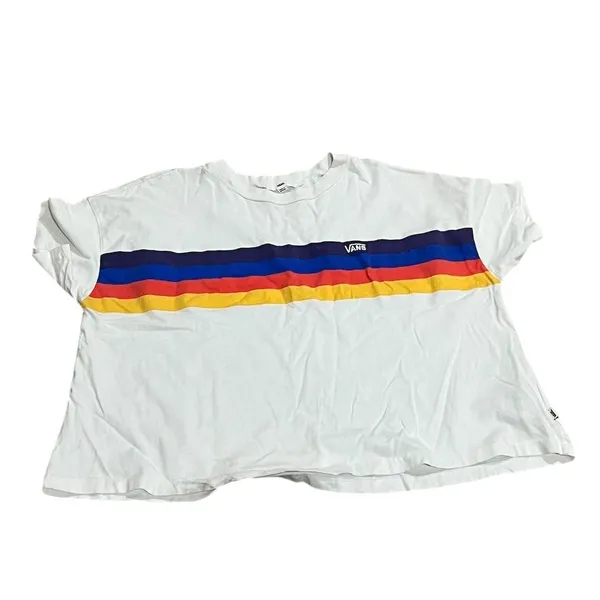 Vans Women's Striped Rainee T-Shirt Multicolor Size S Relaxed Fit - Image 3